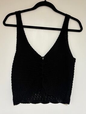 Amisu Knitware Women’s Black Crochet Sleeveless Top Size Small